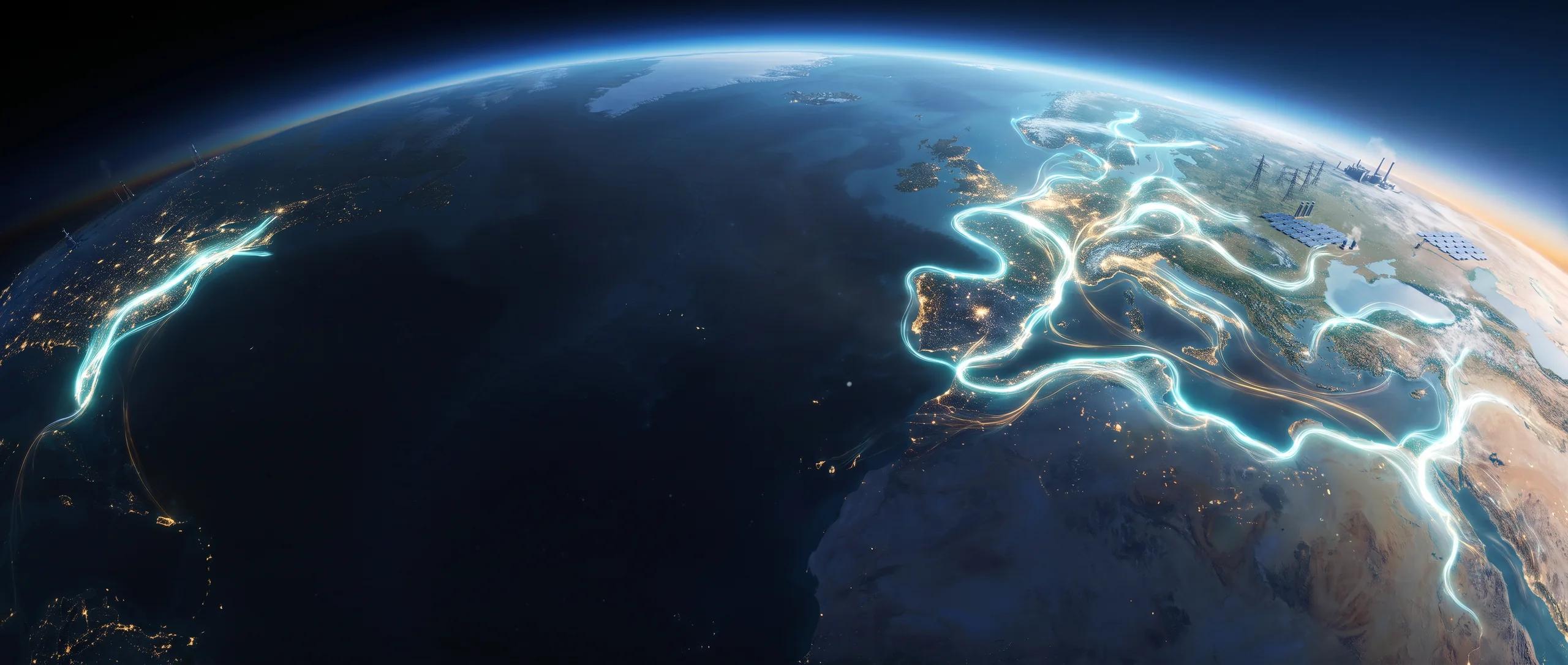 Earth illuminated by a living network of global energy