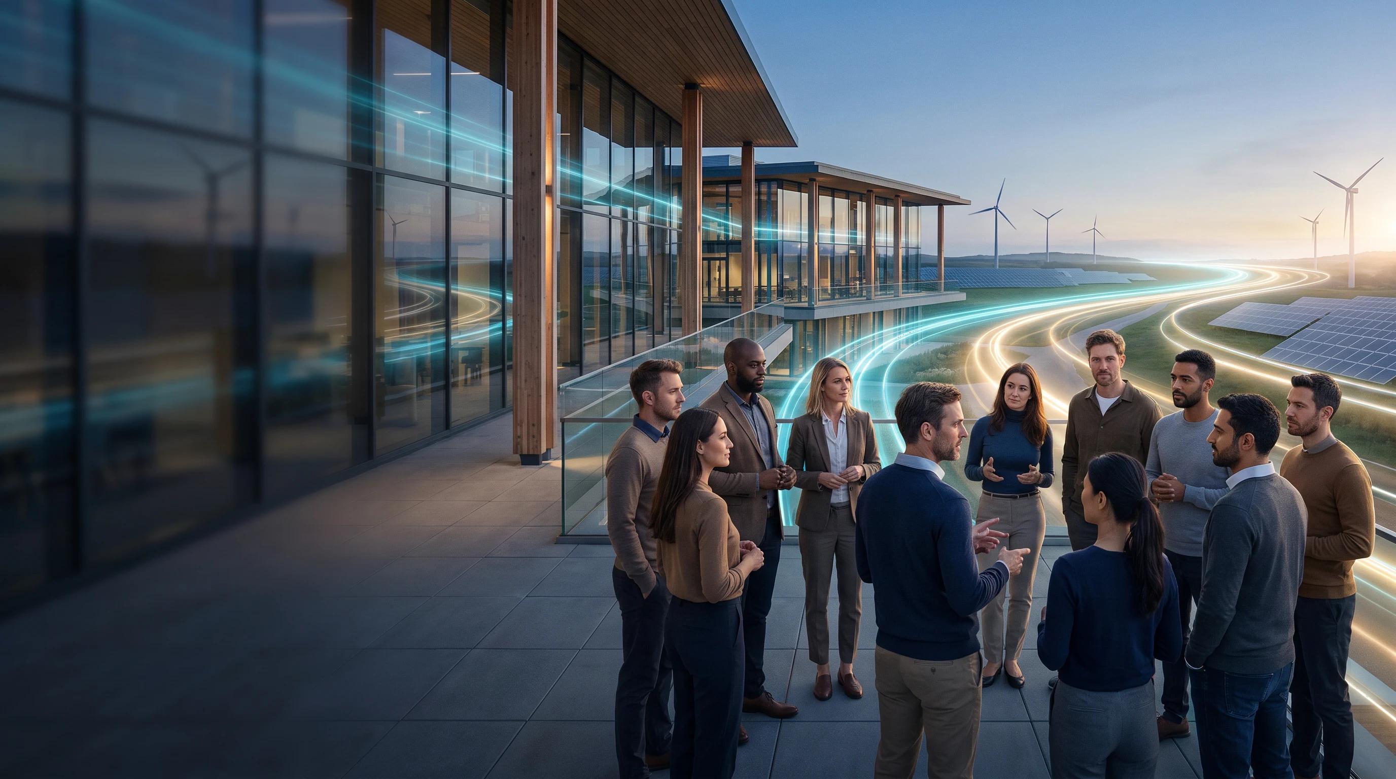 A younger adult community of FTG Energy account holders at a renewable-energy campus
