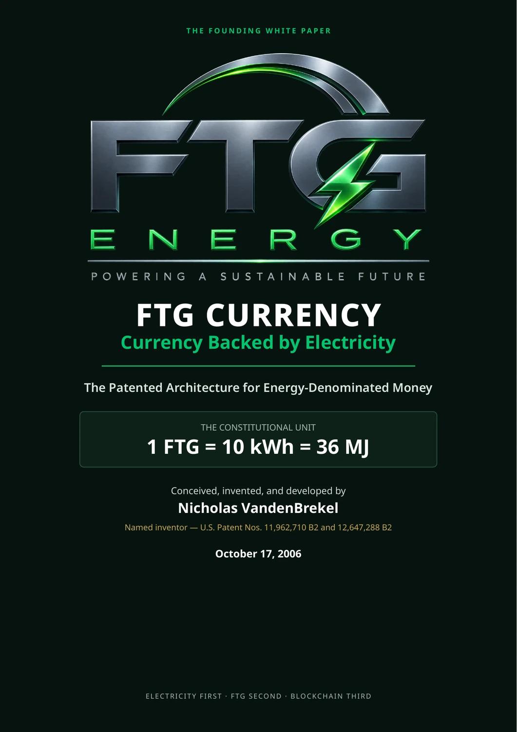 FTG Currency founding white paper cover