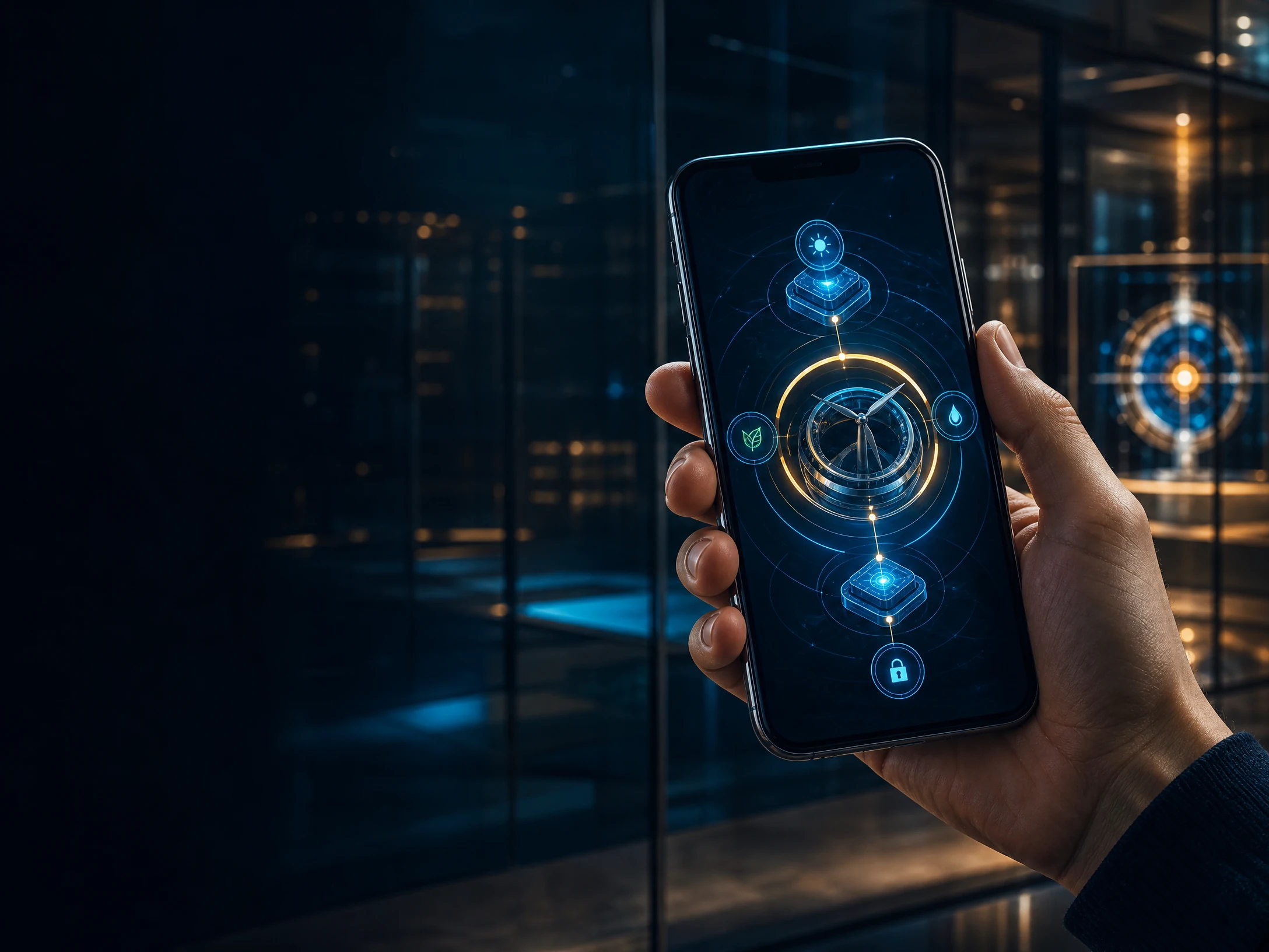 An Account Holder using a secure digital energy interface on a smartphone